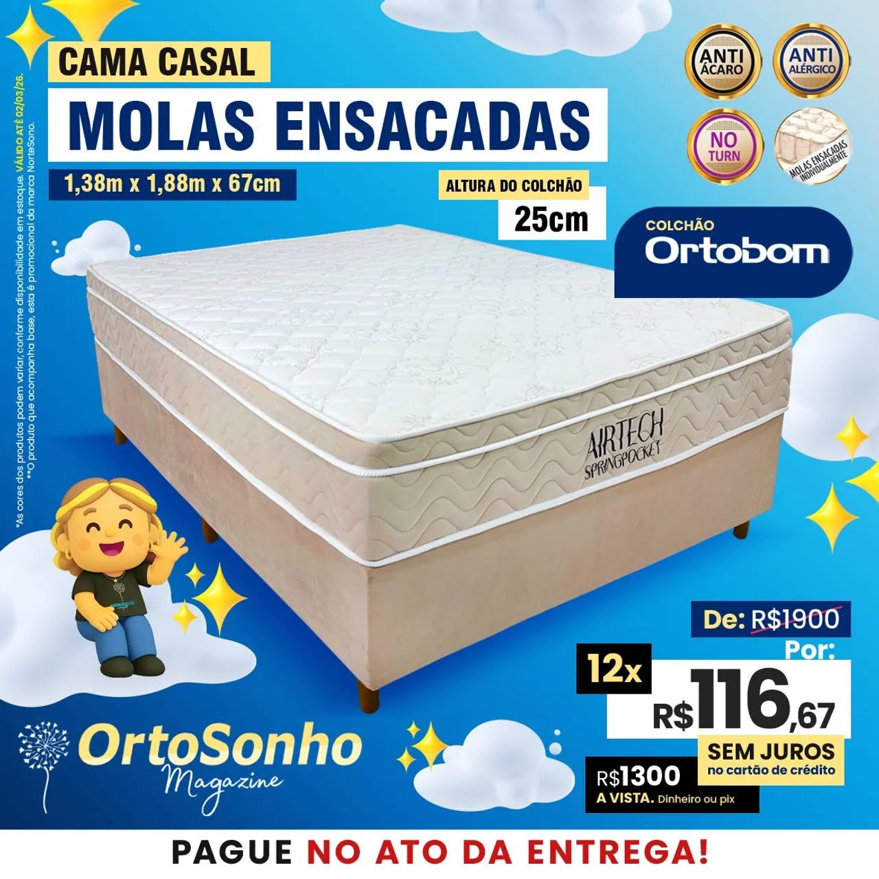 Cama completa molas ensacadas (Ortobom)