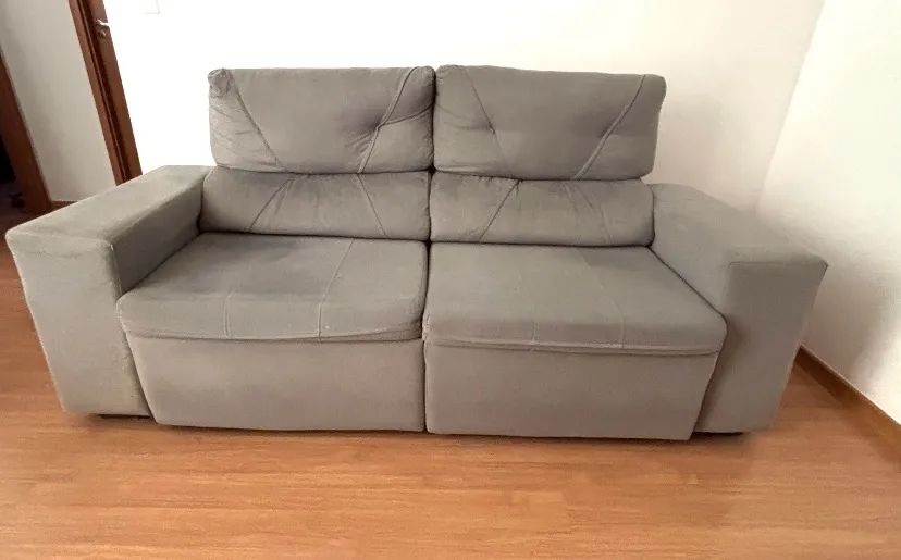 Sofá Retrátil Reclinável 3 Lugares Suede + Phormatta Evolution SMP Cinza  - Foto 3
