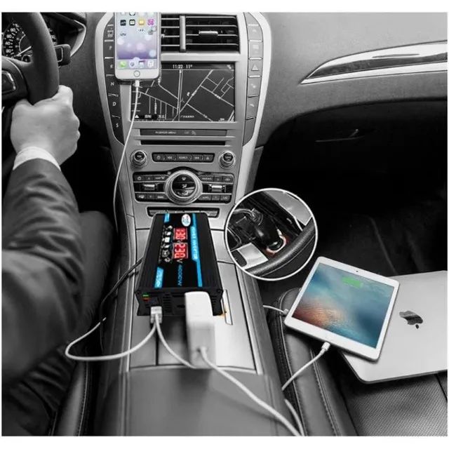 Inversor Veicular Digital 12V para 110V 4000W com USB - Foto 4