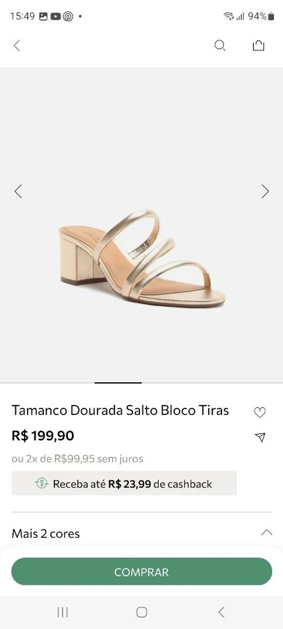 Sandália Arezzo salto bloco dourada  - Foto 2