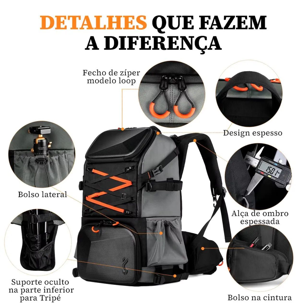 Mochila Profissional Impermeável Anti-Roubo p/ Câmeras DSLR - Foto 4