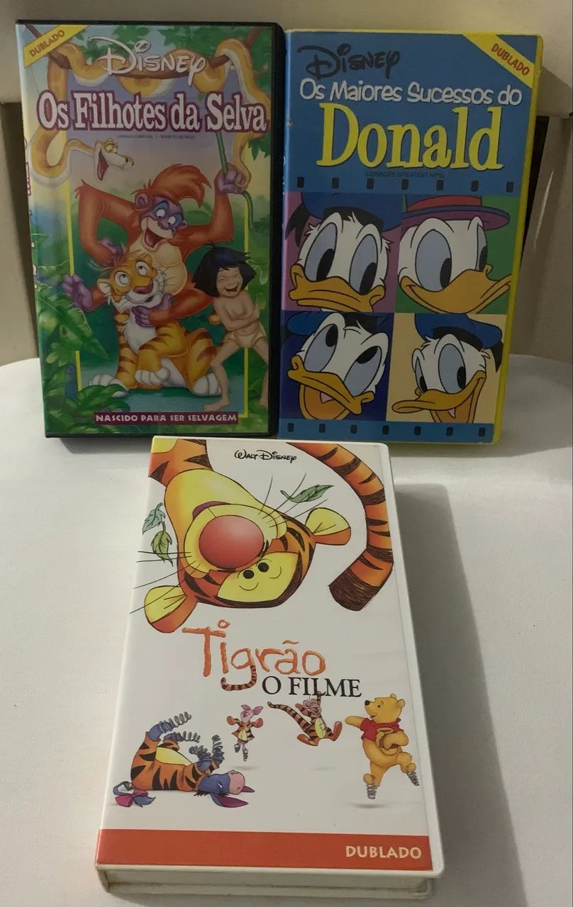 3 Fitas Vhs Disney Donald Filhotes da Selva e Tigrao o Filme excelente estado 