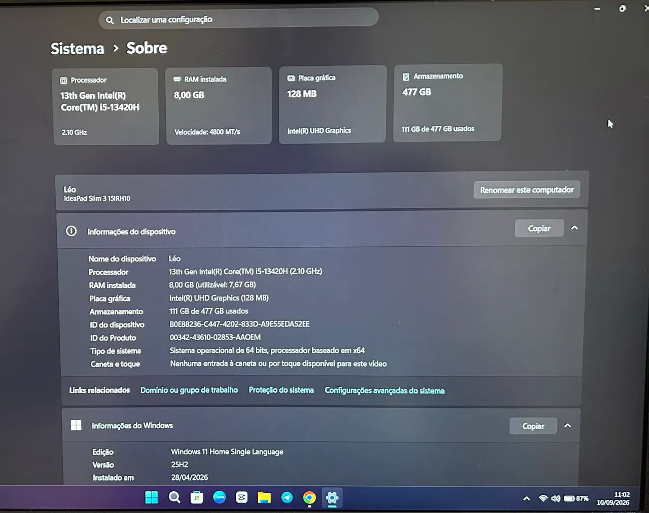 Notebook Lenovo IdeaPad Slim 3i Intel Core i5 13420H 8GB RAM 512GB SSD 15,3 - Foto 3