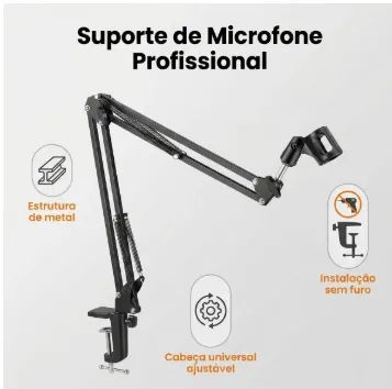 Suporte De Mesa Para Microfone Ajustável - Foto 2