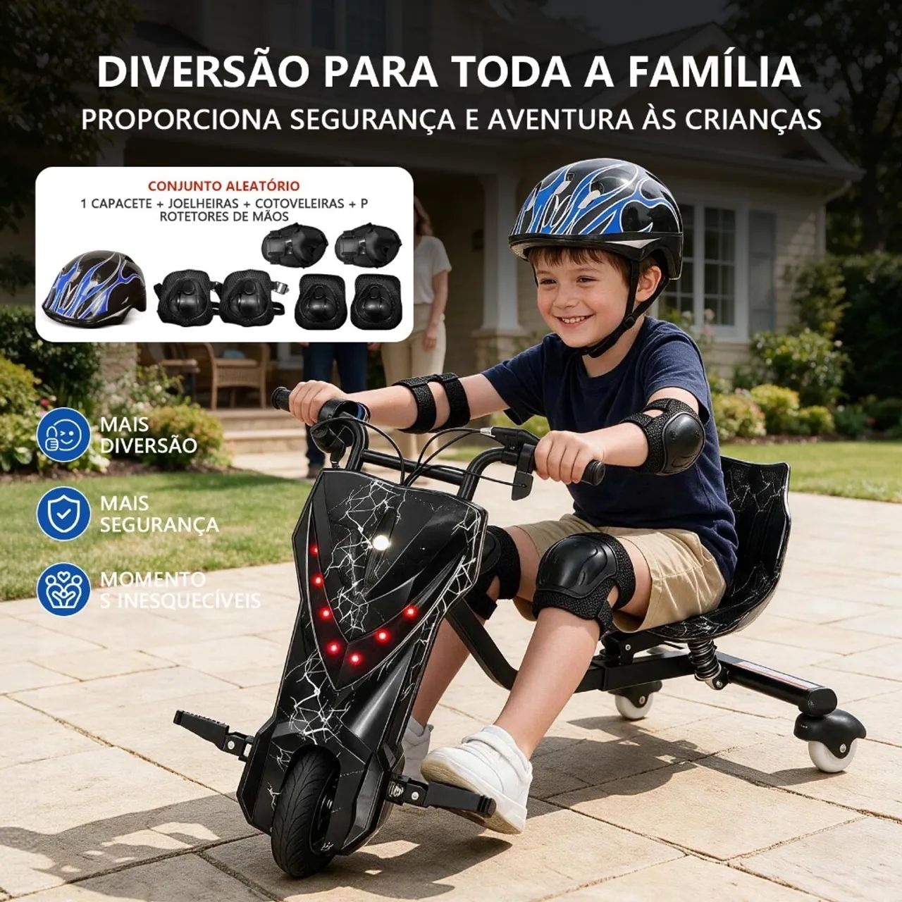 8.5" Triciclo Elétrico Drift Motorizado Adulto/Infantil Polegadas 3 Velocidades Led - Foto 4