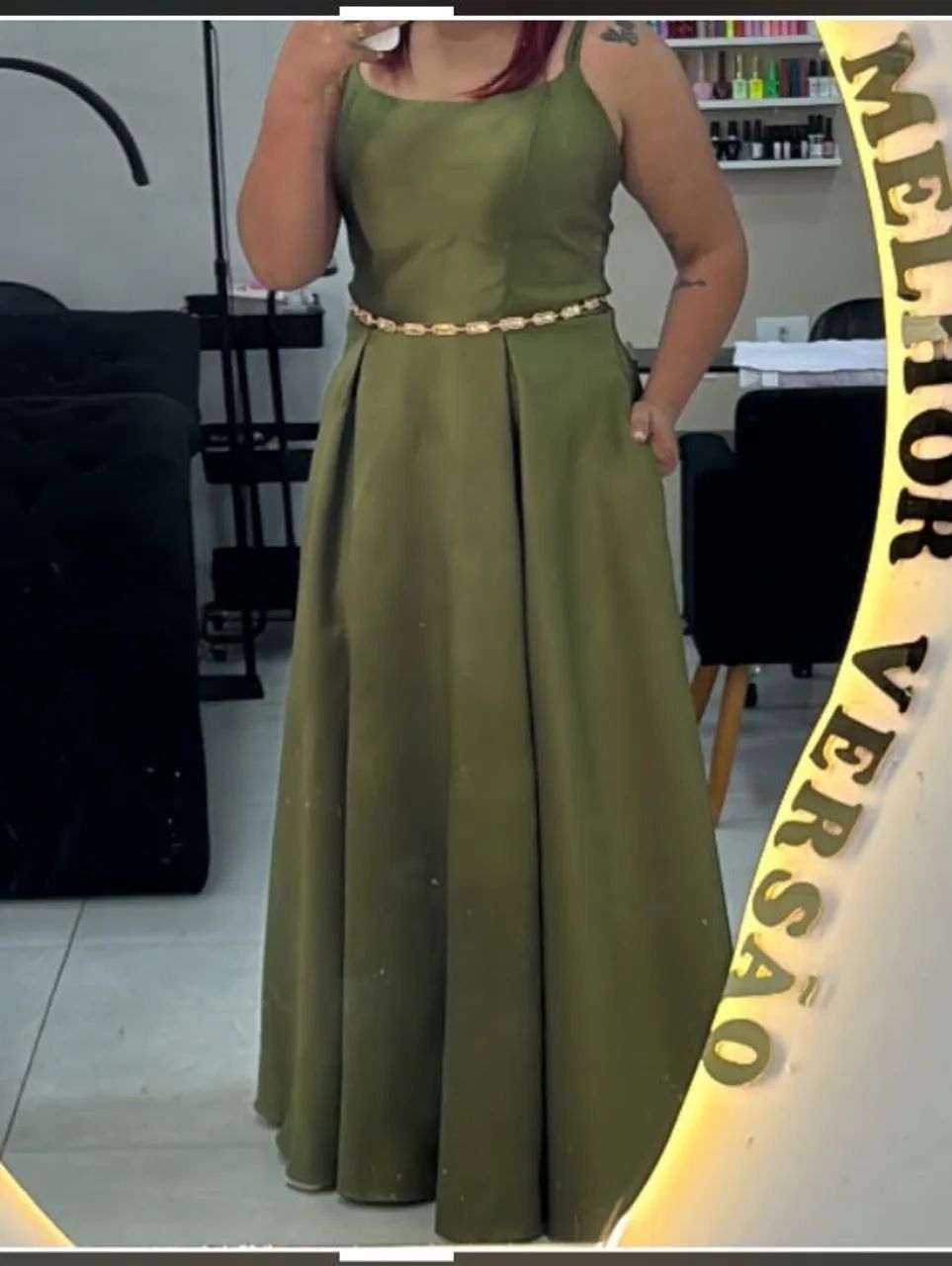 Vestido longo verde Olívia 