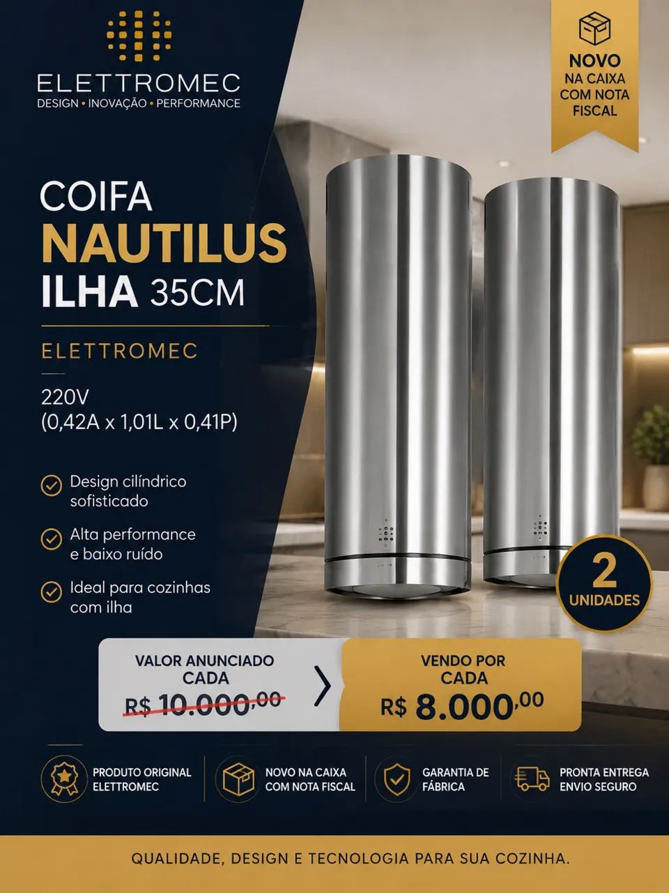 Coifa ilha Elettromec 
