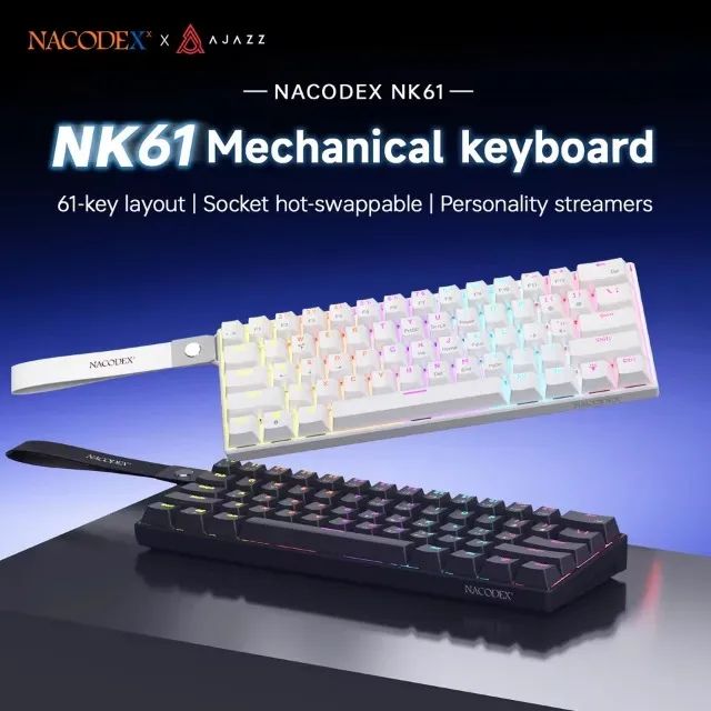 Teclado Mecânico Gamer Ajazz Nk61 Switch Red Hot Swappable Preto