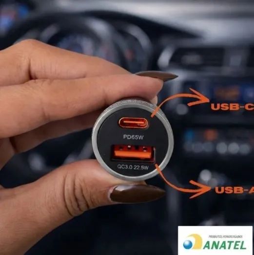 Carregador Veicular Turbo 87,5w Celular Usb+tipo-c Carro - Foto 3