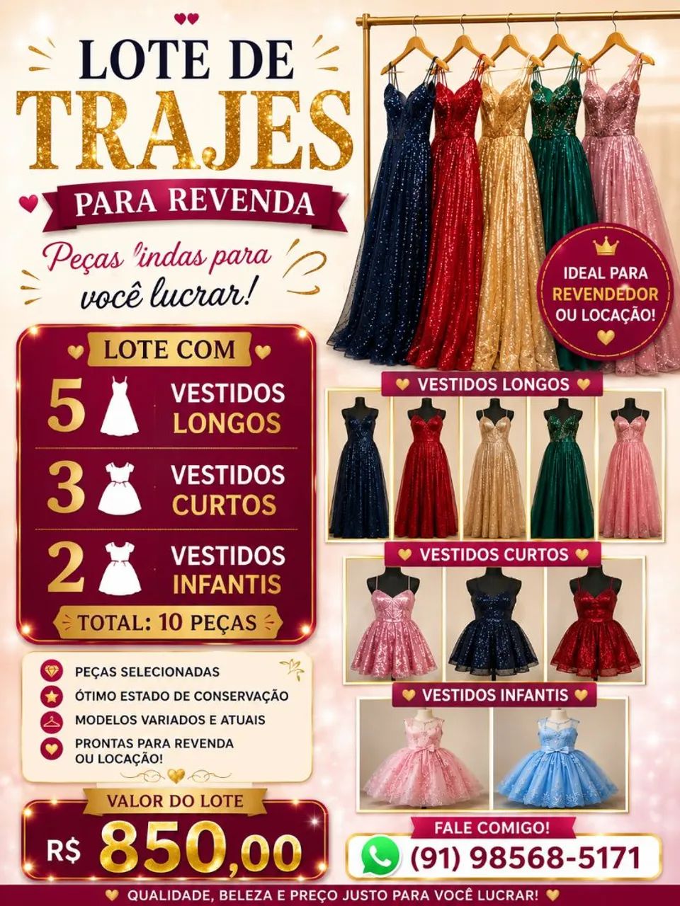 Venda de lotes de trajes