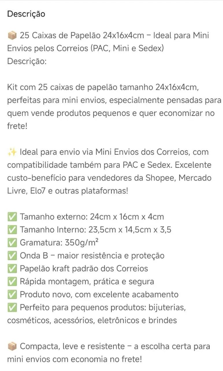 Caixa de papelão - 25 unidades  - Foto 4