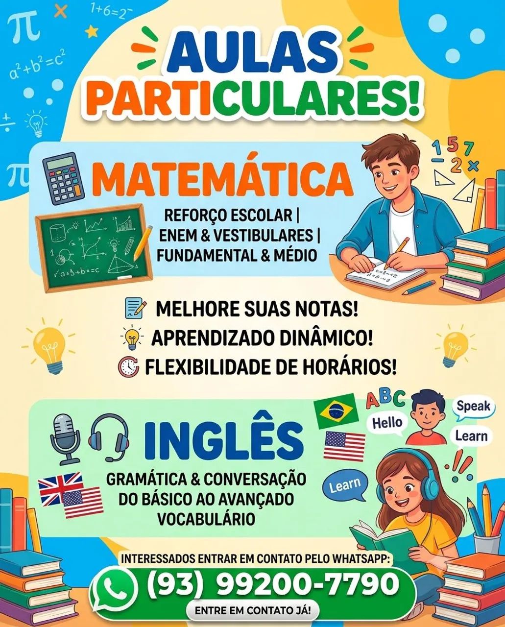 Professora particular de inglês e matemática online ou presencial 