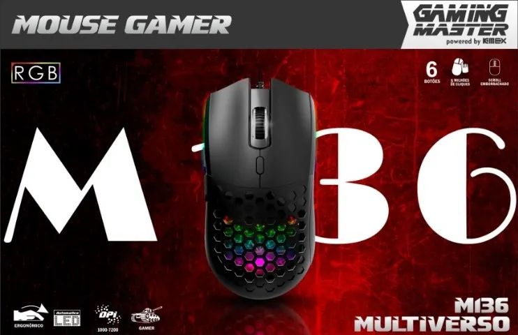 Mouse Gamer 7200dpi Multiverso Programável M136 K-mex *ENTREGA GRÁTIS*