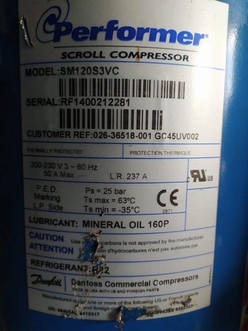 Compressor 10Tr 220v SZ120-R407 e SM120-R22 Usado e revisado - Foto 2