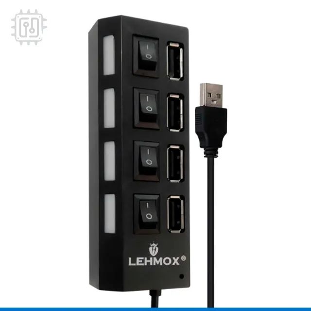 Hub USB 2.0 4 Portas com Botão Liga/Desliga e Entrada para Alimentação Externa - Foto 2