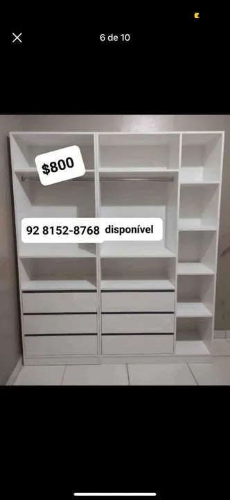 Closet 6 gavetas com fundo!