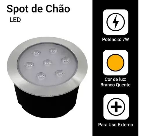 Balizador Spot Led Embutir Chão Piso Jardim 7w Ip65 Branco Quente ou Branco Frio - Foto 4