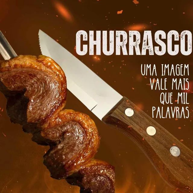Faqueiro Cabo de Madeira Aço Inox 12 pçs Churrasco Faca Garfo de Mesa Buffet festa Oferta - Foto 3