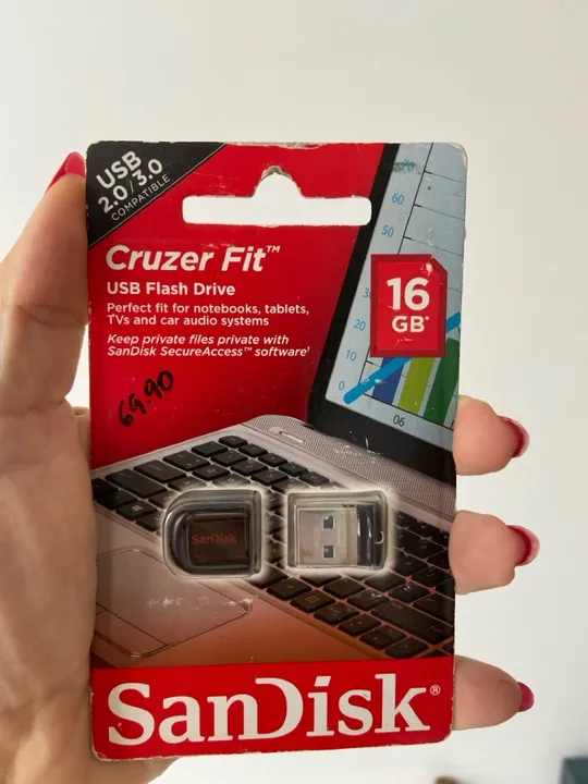 Pen Drive SanDisk Cruzer Fit 16GB USB 2.0/3.0