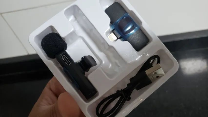 Microfone recarregável sem fio Lapela bluetooth IOS Iphone - Foto 4