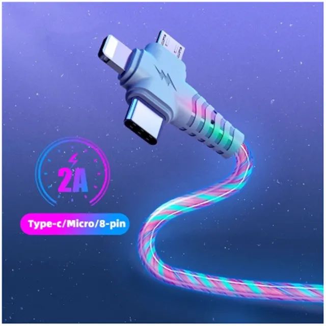 Produto Novo Cabo de Carregamento USB 3 em 1 luminoso tipo-C Original - Foto 6