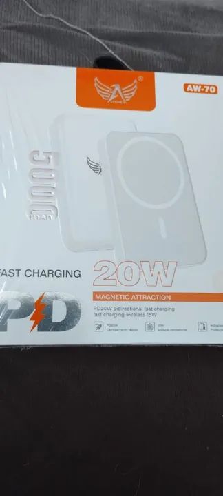 Carregador indução portátil Power Bank compatível com iPhone 