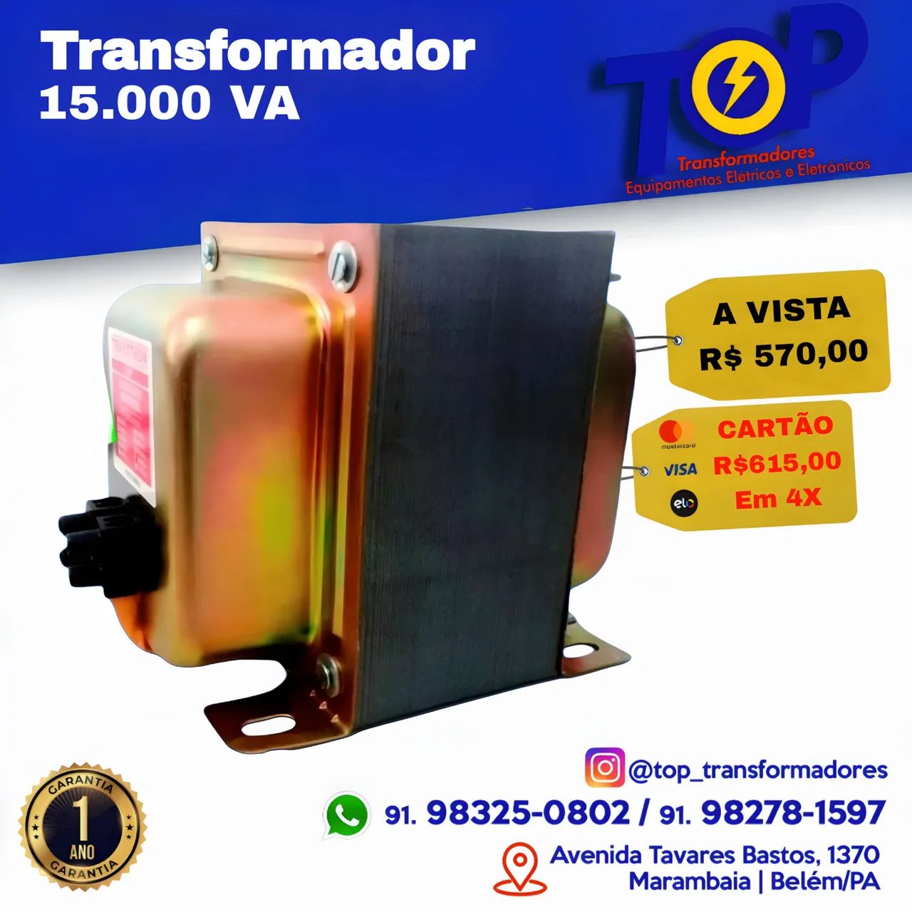 Transformador 15.000 va (1 ANO DE GARANTIA)