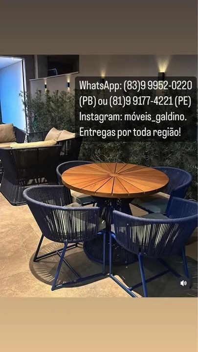 Mesa com 4 cadeiras - móveis para área externa e área gourmet 