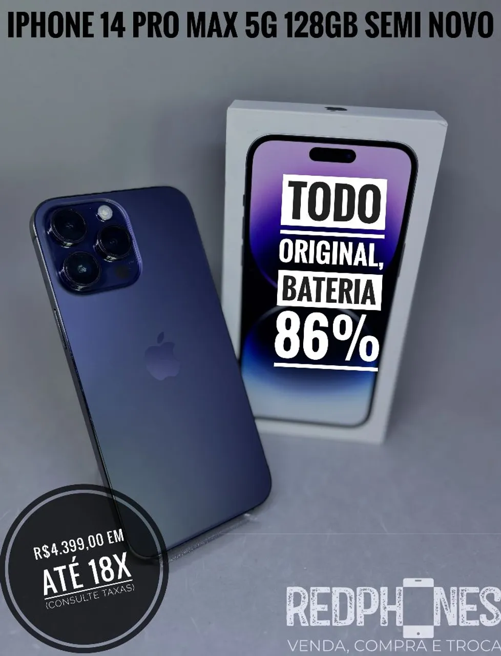 Loja física. Aceitamos trocas. iPhone 14 Pro Max 128GB