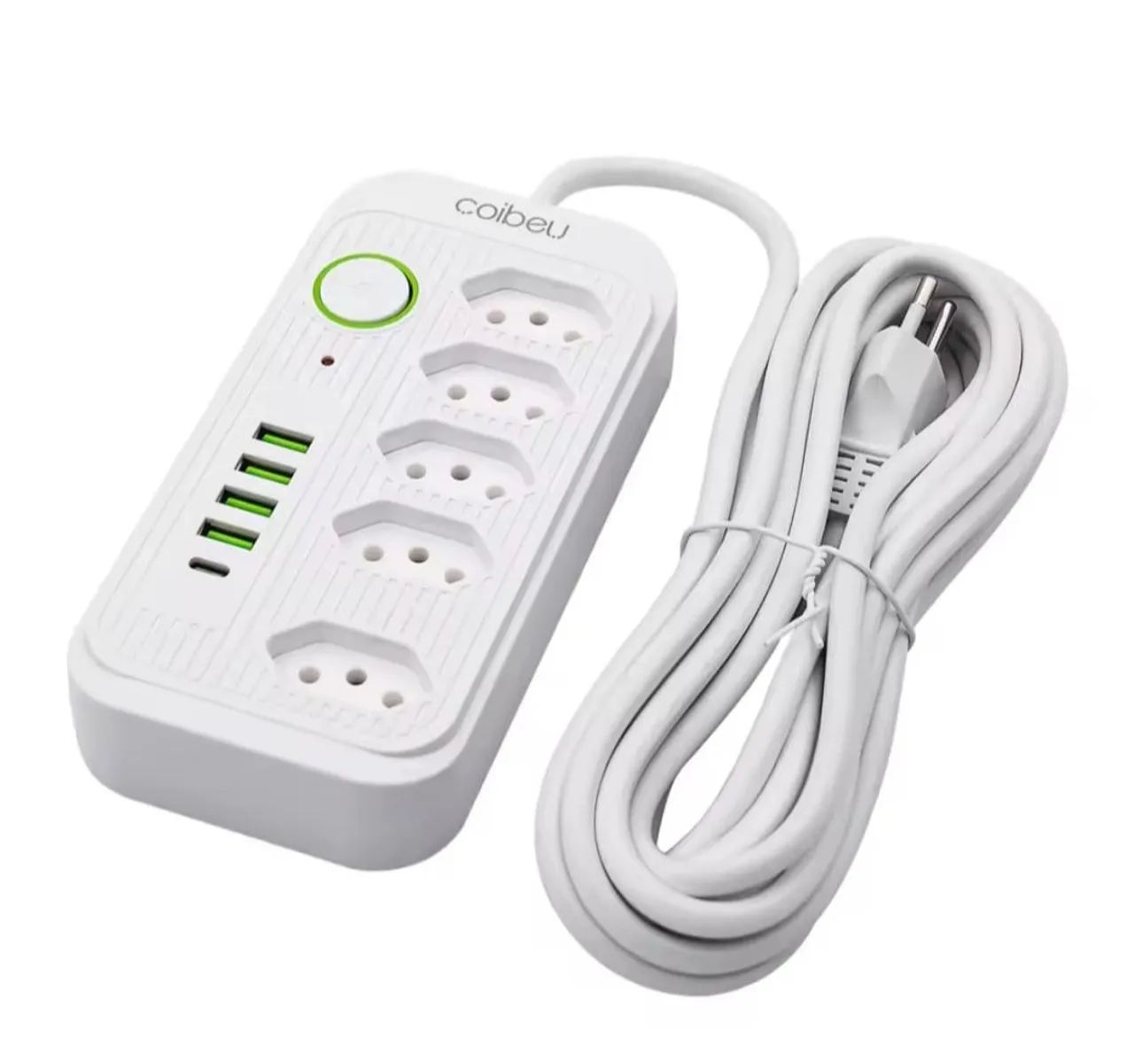 Extensão de 5M Metros Coibeu 220v 5 Tomadas + 5 USB (Preto)