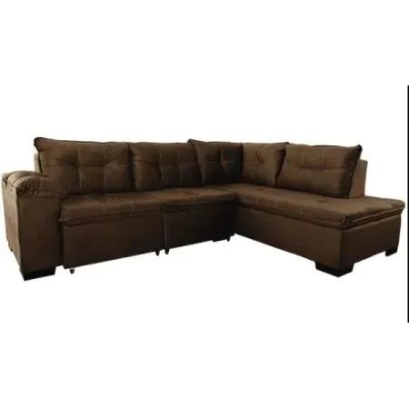 Estofados de Canto Retratil C / Chaise Taurus - 751 Marrom