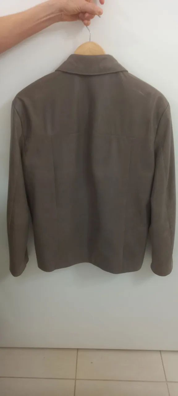 Jaqueta de couro masculina bege - Foto 2