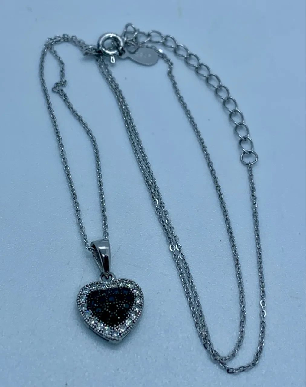 Colar Prata 925 Coração com Pedras - Foto 2