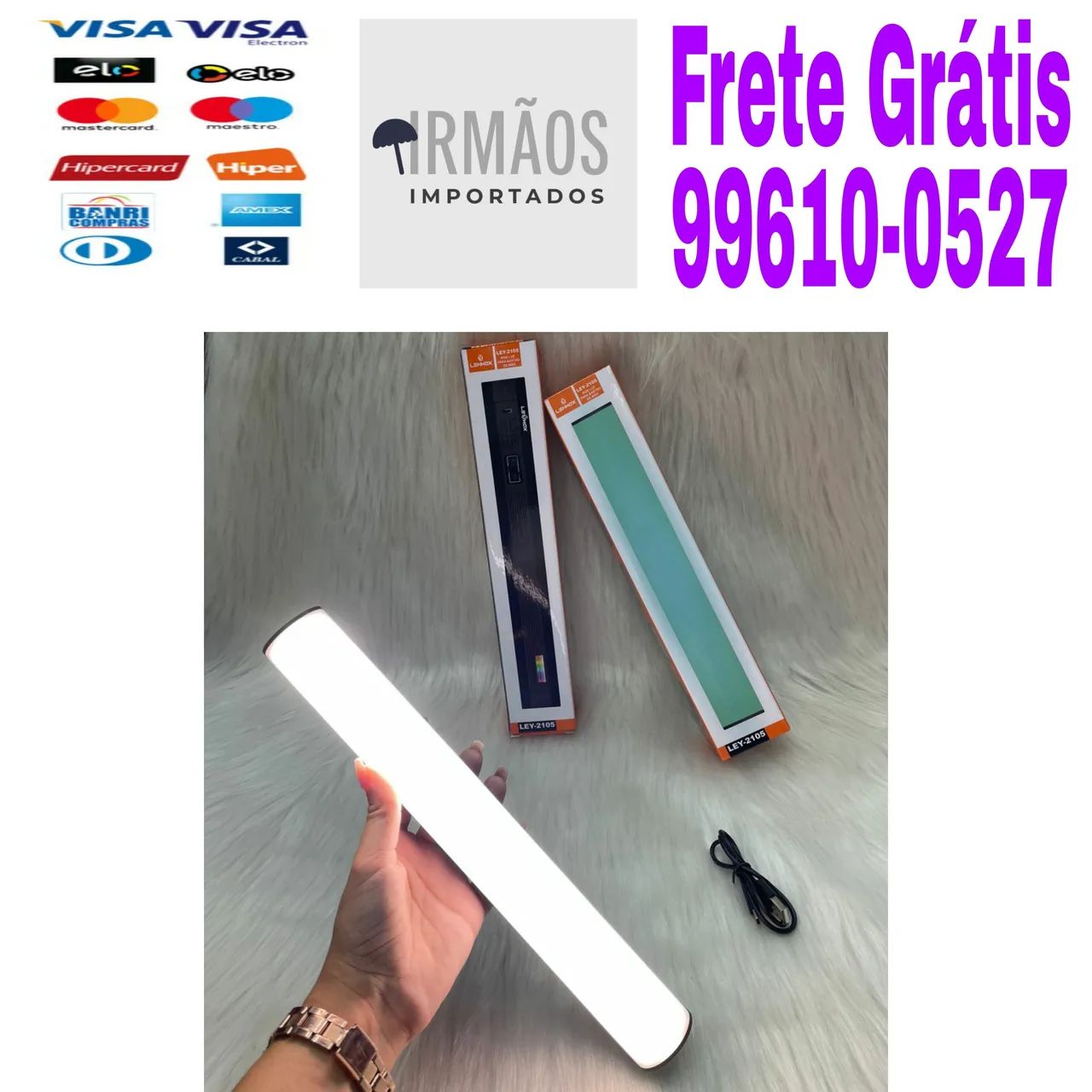 Bastão de Luz de Led para Fotos e Vídeos RGB Lemox