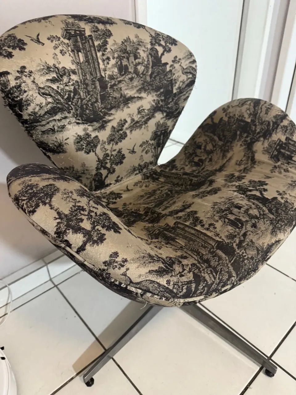 Poltrona Giratória Toile de Jouy preço excelente  - Foto 2
