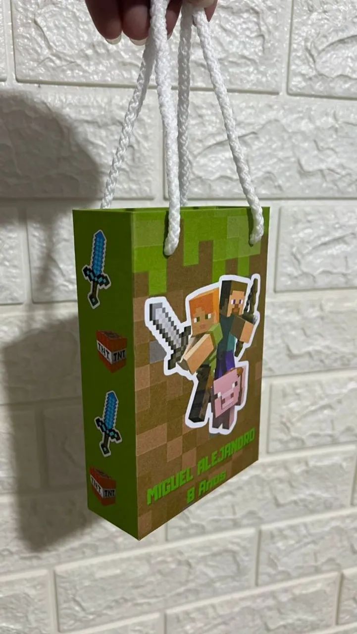 Sacola de presente Minecraft personalizada - Foto 3