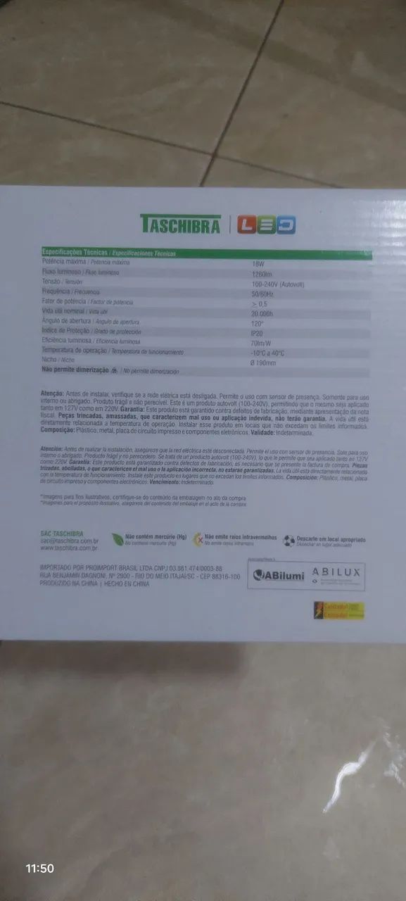 Painel LED Backlight LYS 18W - Taschibra - Foto 2