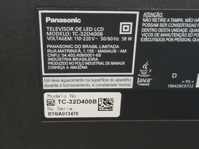 Torro tv Panasonic led 32 polegadas modelo TC-32400B para parede sem controle por 350 - Foto 4