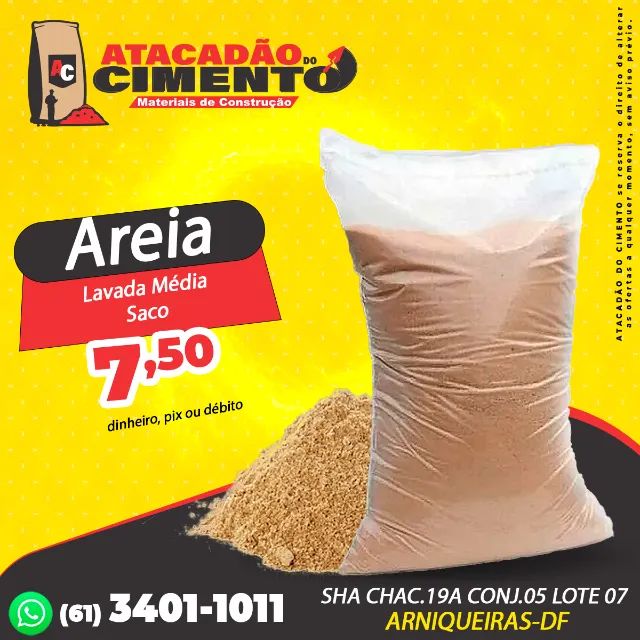 Areia Lavada Média Saco
