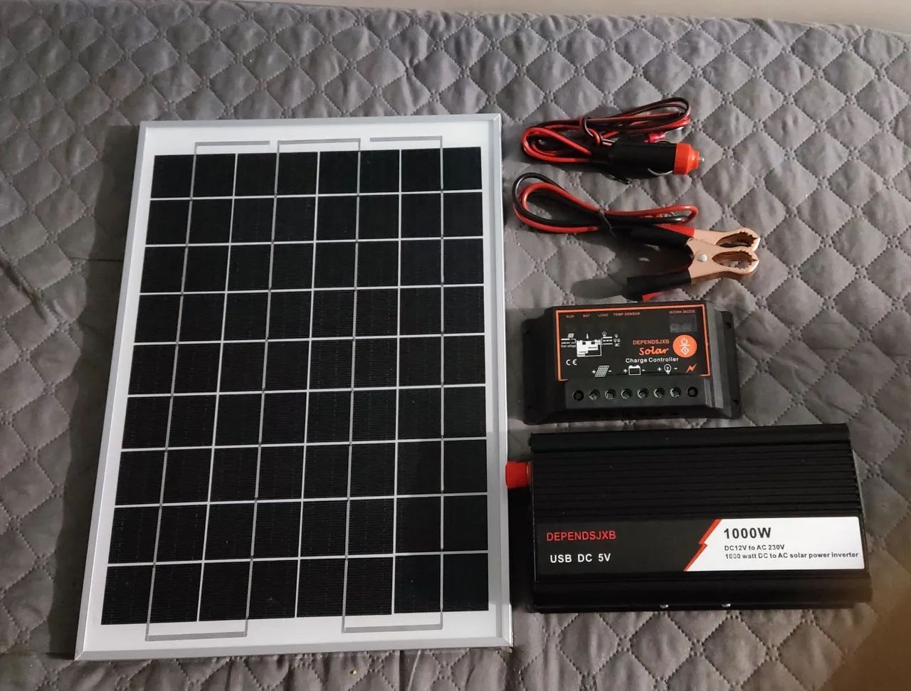 Kit Energia Solar Portátil Completo: Painel, Inversor e Controlador - Foto 2