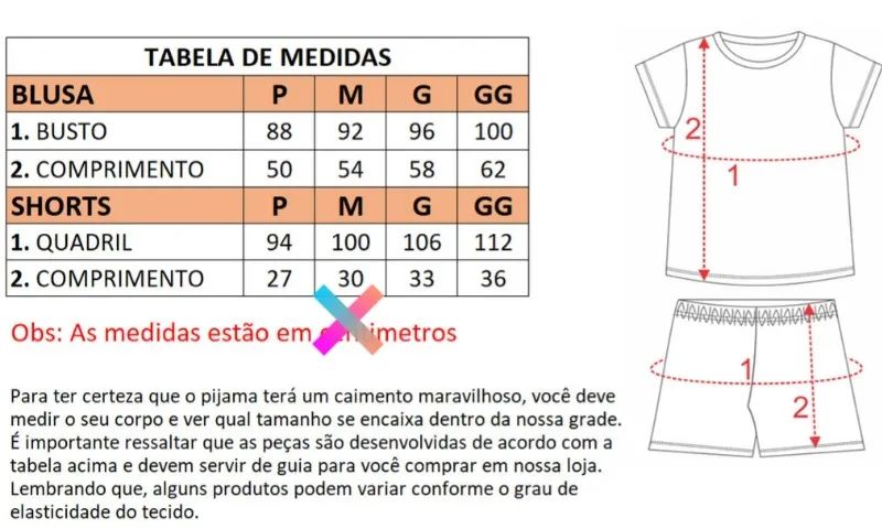 Pijama Curto Feminino M - Foto 5