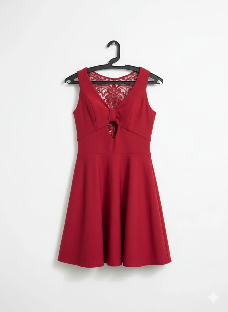 Vestido Vermelho com Decote
