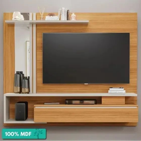 "Sofisticação em Cada Detalhe: Painel com Espelho 100% MDF para TVs de até 60?