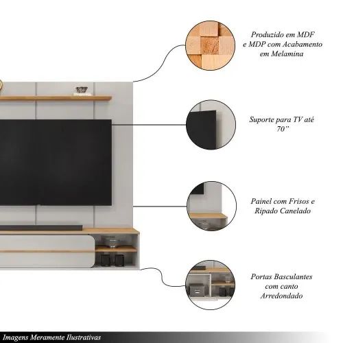 Painel Alana Dj Móveis, ideal para TVs até 70 polegadas - Foto 4