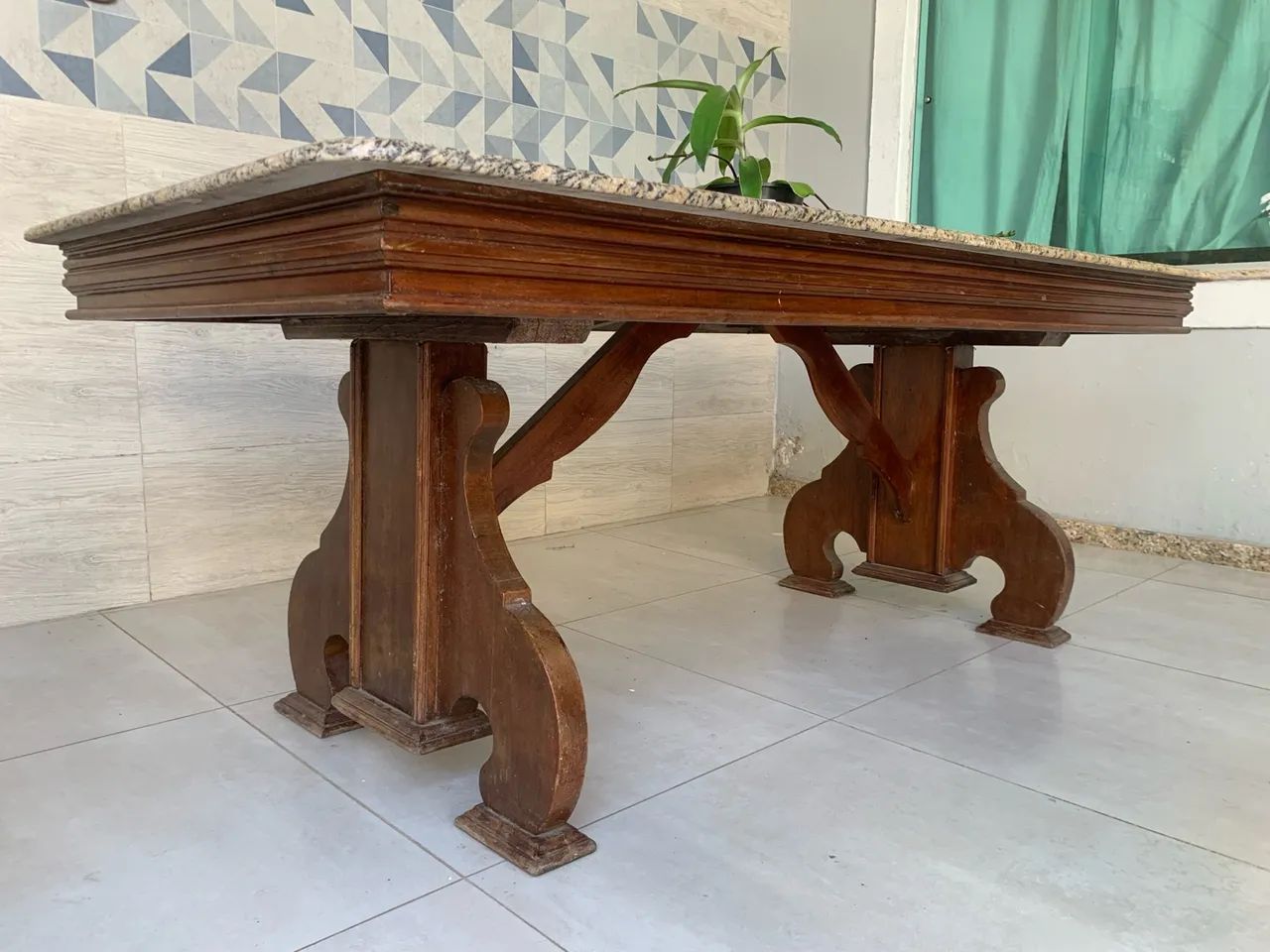 Mesa de Madeira Maciça / tampo de granito ( colonial) - Foto 3