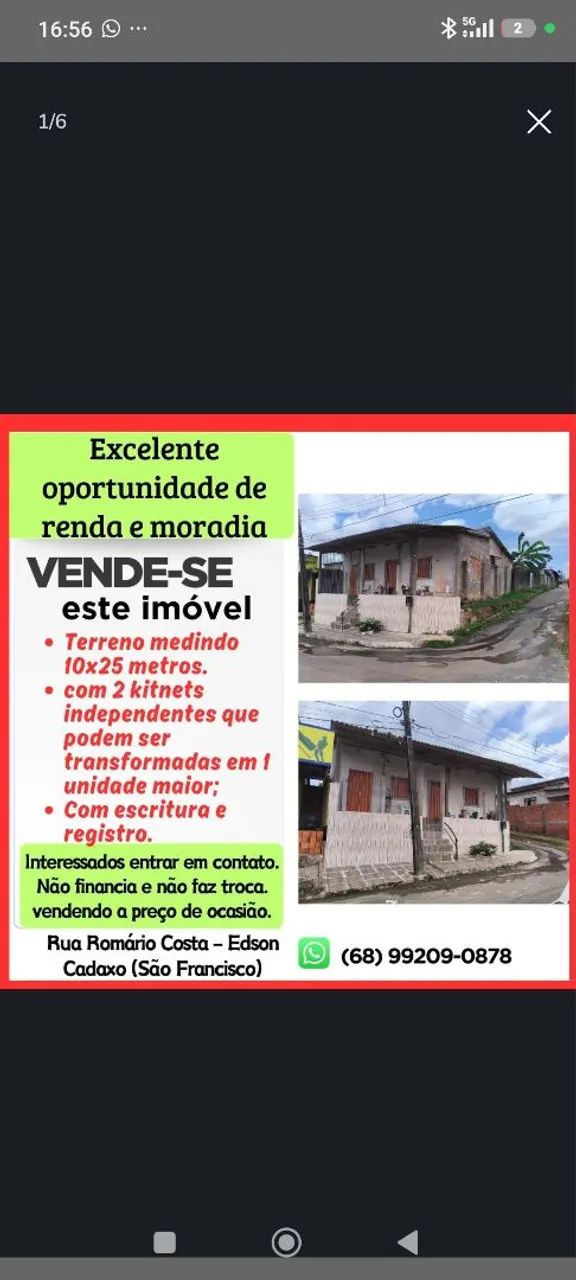 Vendo ou troco casa no Edson Cadaxo
