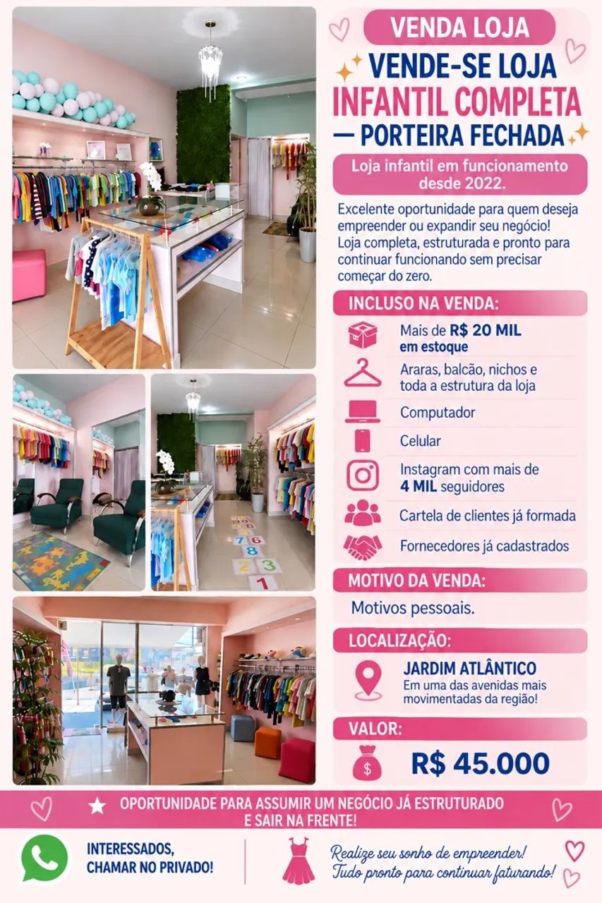 Vendo loja infantil completa 