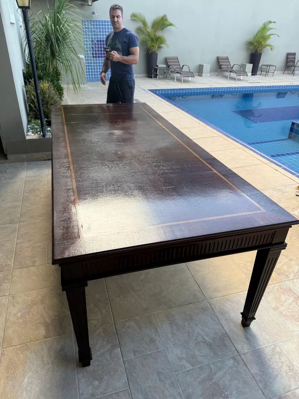 Mesa de jantar 10 lugares madeira maciça - Foto 4