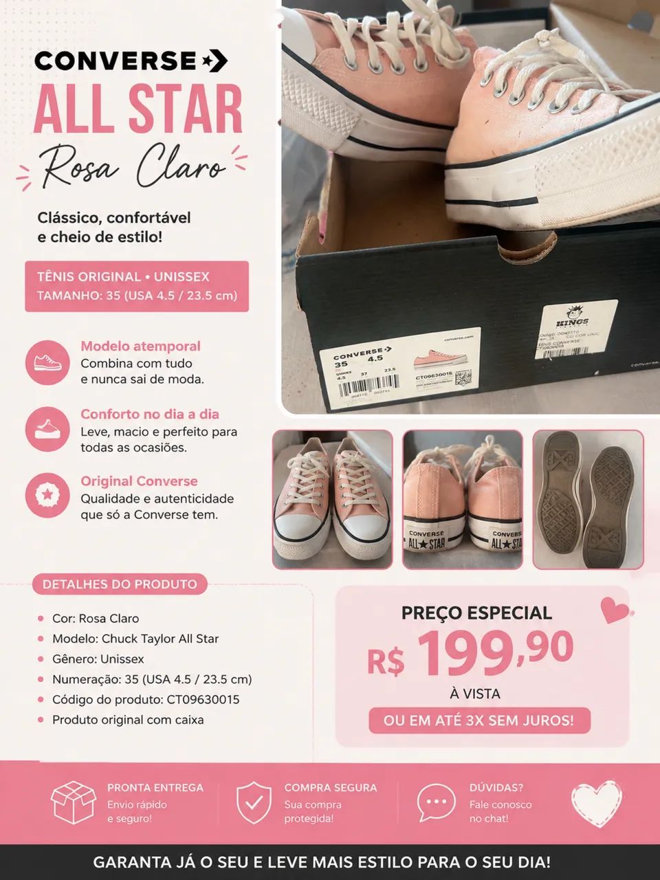 Converse All Star Rosa - Foto 5