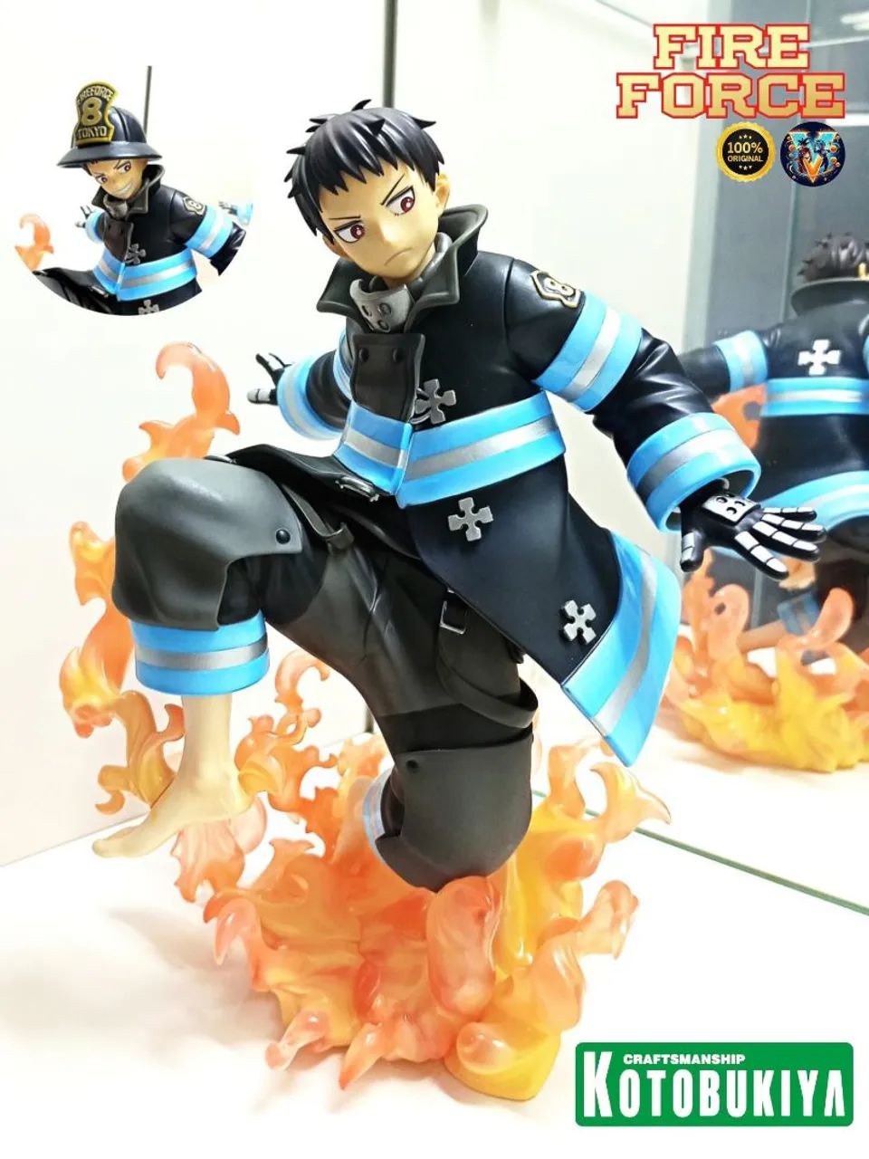 Action figure do Shinra Kusakabe de Fire Force da Kotobukiya 100% original com face extra